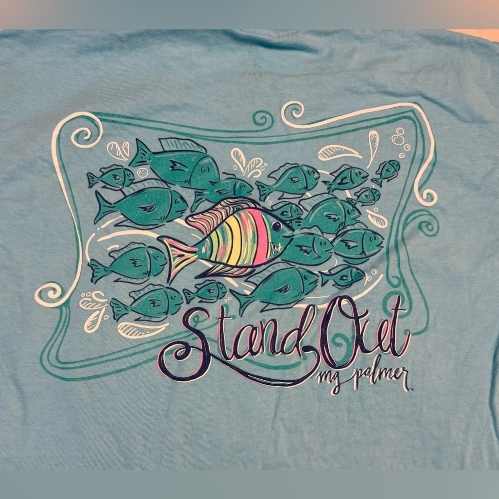 mg palmer Stand Out, Teal Fish Tee medium - Picture 6 of 6